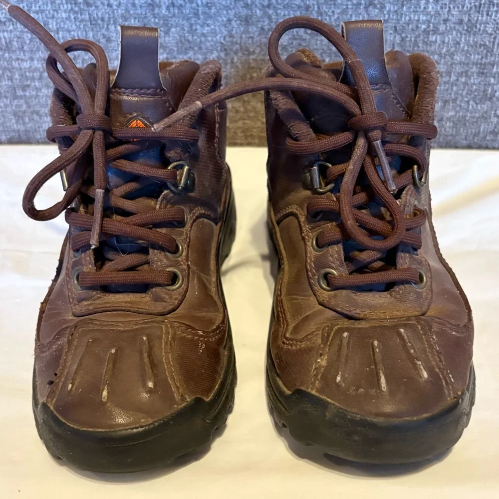 Vtg Nike ACG Leather Boots Kids 010507 UF Sz 11.5 C High Top Brown‎ Lace Up